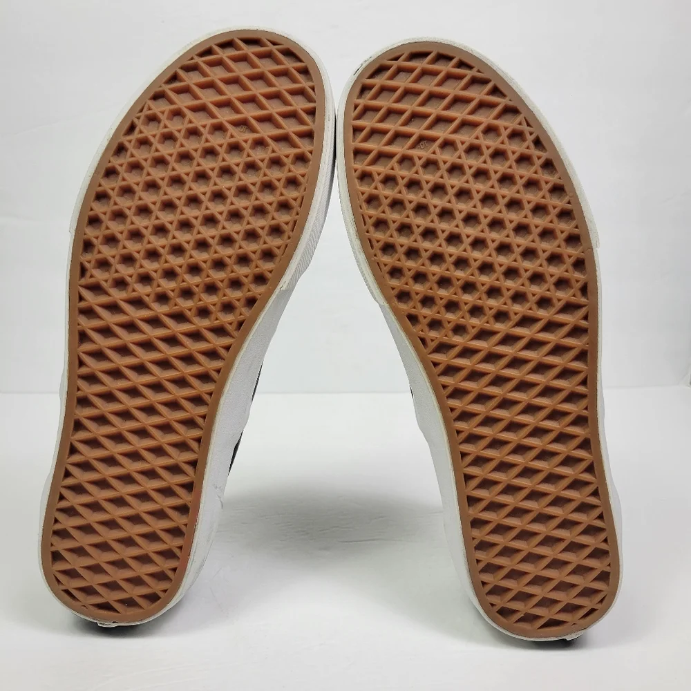 Vans Black Leather Slip-On Sneakers with White Sole